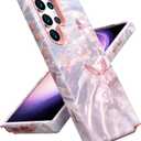 ACKETBOX for Samsung Galaxy S23 Ultra Case,Shockproof Dropproof Protective Phone Wireless Bumper Cover,Heavy Duty Protection Hybrid Designed for Anti Drop,Anti Scratch,Pink Butterfly