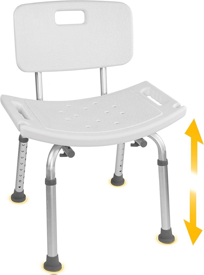 FSA/HSA Eligible, Vaunn Tool-Free Assembly Adjustable Shower Chair Spa Bathtub Seat Bench with Removable Back