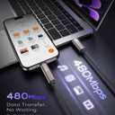 USB C Cable Fast Charging 60W iPhone Charger Cable 6FT, [Apple MFi Certified] USB to USBC to Lightning Cable 4 in 1 Charging Cable with Type C/USB A for iPhone 17/16/15/14/13/12/iPad/Android/MacBook