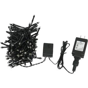 Vickerman 144Lt Warm White 2 Function Spider Set, 24' Long, 2" Bulb Spacing, Functions of Flashing and Steady On, Black Wire with 36" Lead, Uses CSA-Us 24Volt Power Adpater. Indoor/Outdoor use.