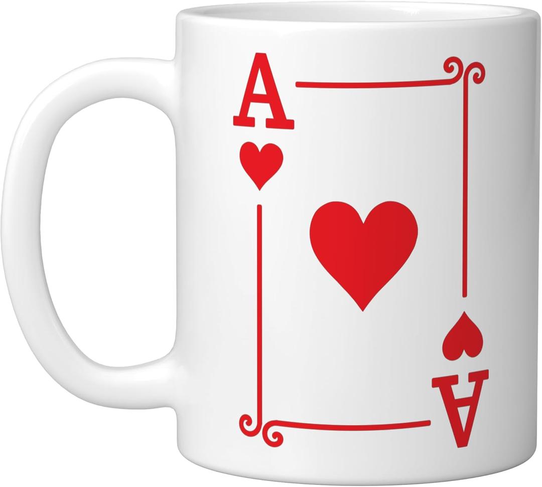 Playing Cards Costume - Ace Hearts Card - Ace Card Ceramic Mug, White (11 Ounces)