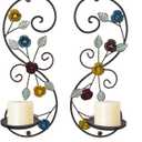 Wall Sconces Candle Holder Set of 2, Antique Multi-Color Leaf Branch Wall Mount Hanging Metal Wall Candle Holder Candle Sconce for Living Room Dining Room