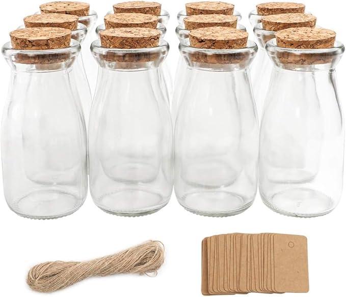 Magic Season Decorative Glass Bottles with Cork Stoppers (3.3 fl oz. Pudding Bottles / 50 Pcs)