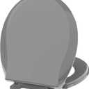Round Toilet Seat, 16.5inch, Soft Close Quiet, No Alam, Standard Round Universal Size, PP Material Safe and Easy Clean, Grey (Round 16.5 inch, Gray)