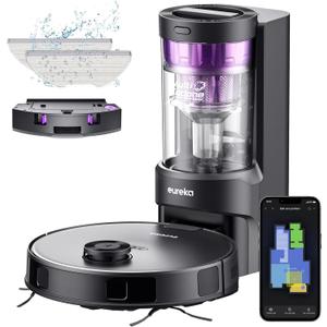 Eureka Robot Vacuum with Bagless Self Emptying Station, 2 in 1 Robotic Vacuum and Mop Combo, 60-Day Capacity, 4000Pa Suction, Auto Lifting Mop, LiDAR Navigation,NER E10s (Black)