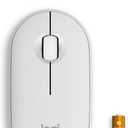 Logitech Pebble Mouse 2 M350s Slim Bluetooth Wireless Mouse, Portable, Lightweight, Customizable Button, Quiet Clicks, Easy-Switch for Windows, macOS, iPadOS, Android, Chrome OS - Tonal White