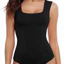 DSPSAM Women's Cute Square Neck Sleeveless Tank Tops Bodysuit Workout Top