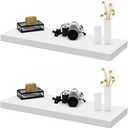 RANK Floating Shelves 2 Pack Modern Display Wall Shelf for Bedroom, Bathroom, Living Room and Kitchen, Deeper Than Others (White, 35.5" L x 11.5" D x 2 T)