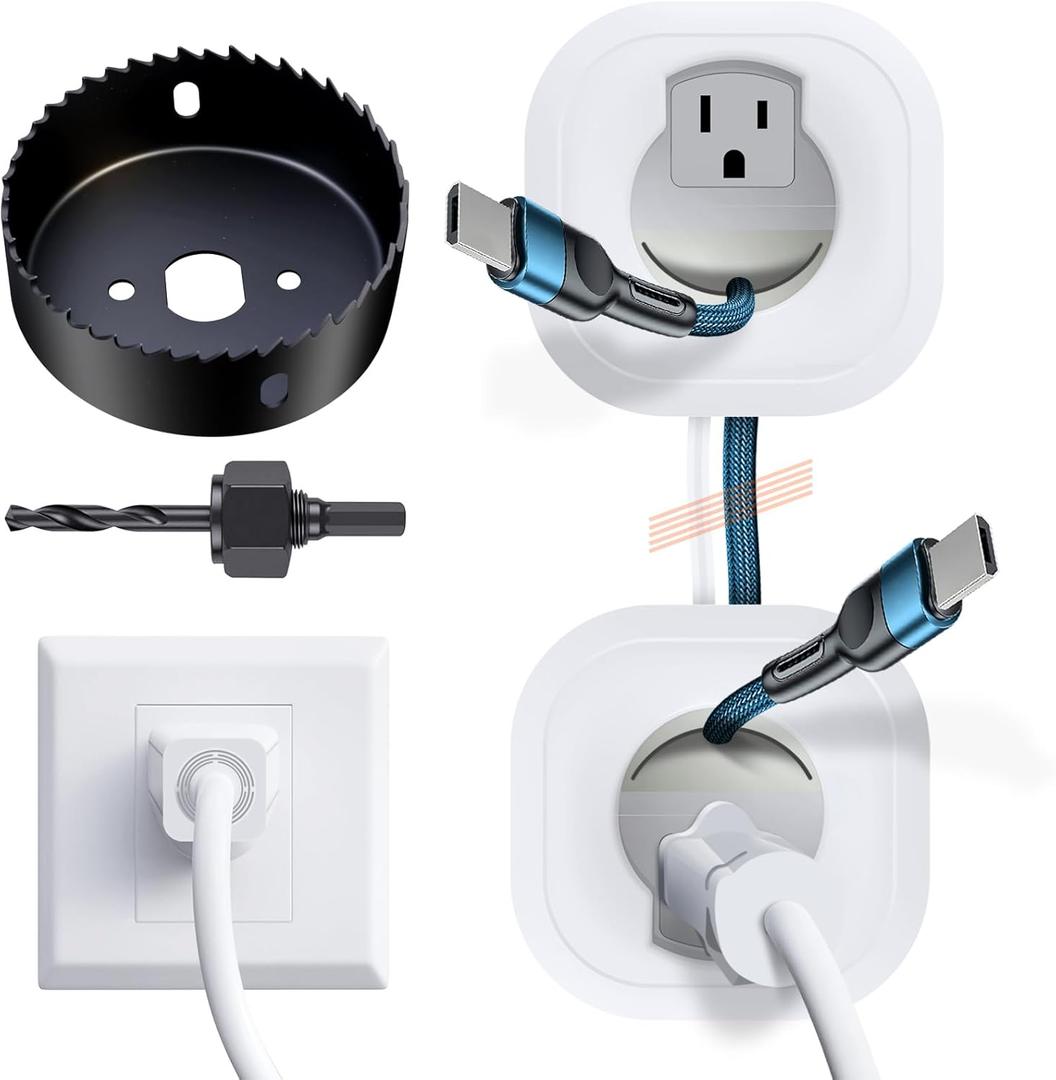 in-Wall Cable Management Kit, TV Cord Hider for Wall Mounted TV, Hide TV Cords for Wall Mount TV, TV Outlet Wall Kit Includes Power & Low Voltage Cable Management with Hole Saw Drill Attachment