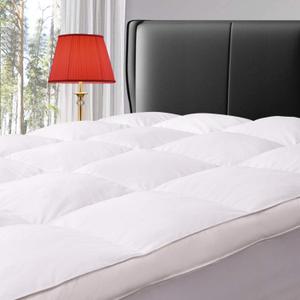 ELEMUSE King Size Extra Thick Fusion Goose Down Feather Filled Mattress Topper, Plush Fluffy Double Layer Pillowtop Mattress Pad Cover, Soft Featherbed with 8-21 Inch Deep Pocket (Pure White)