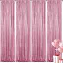 Pink Sequin Backdrop Curtain 4 Pieces 2FTx8FT Glitter Photography Backdrop for Party Wedding Birthday Christmas Decorations