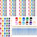 24 Pack Mini Acrylic Paint Set, 12 Colors Washable Acrylic Paint Strips with 48Pcs Painting Brushes for Kids&Adults Paint, 336 PCS Kids Painting Kit for Birthday Party Favor, Classroom, Art Gift