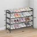 KANAV 4-Tier Expandable Shoe Rack  Adjustable Shoe Organizer & Shoe Storage for Closet, Entryway, and Front Door  Space-Saving Shoe Shelf and Rack Organizer for Home - Black