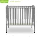 Delta Children Folding Portable Mini Baby Crib with 1.5-inch Mattress - Greenguard Gold Certified, Grey