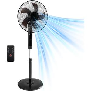 NEWBULIG 17" Pedestal Fans with Remote, Oscillating Standing Fan with 3 Speed & 3 Model, Quiet Timer Stand Up Fan for Indoor, Bedroom, Living Room, Adjustable Height & Tilt Head, Easy Assembly