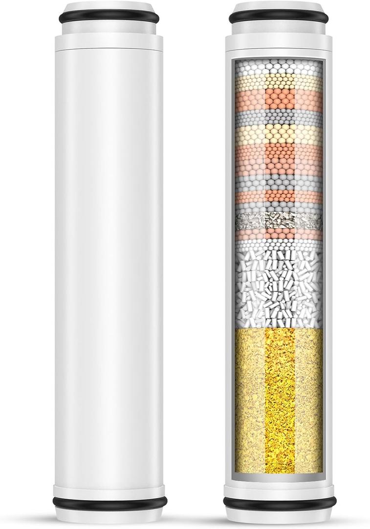 FEELSO Shower Filter for Handheld Shower Head, 2 Pack 15 Stage Replacement Filters for Hard Water Remove Chlorine and Harmful Substances