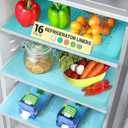 Refrigerator Liners for Shelves (16 Pack) by Lindas Essentials - Non-Adhesive Shelf or Drawer Liner, BPA-Free Fridge Mats for Kitchen & Cabinets, Easy to Clean, Ideal Household Essentials (Blue)