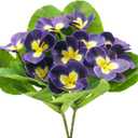 FERIAL 2PCS Artificial Pansy Flowers Spring Floral Arrangement Home Silk Flowers UV Resistant Plants Faux Flowers Purple for Window Box Wedding Party Outside Garden Porch Decor