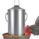 6.6lb Stainless Steel Hanging Chicken Feeder, Metal No Waste Poultry Feeder, Rustproof, Reusable, Long-Lasting, Gravity Feed Chicken Coop Accessories for Chicken, Geese, Duck, Hens, Rooster, Chick