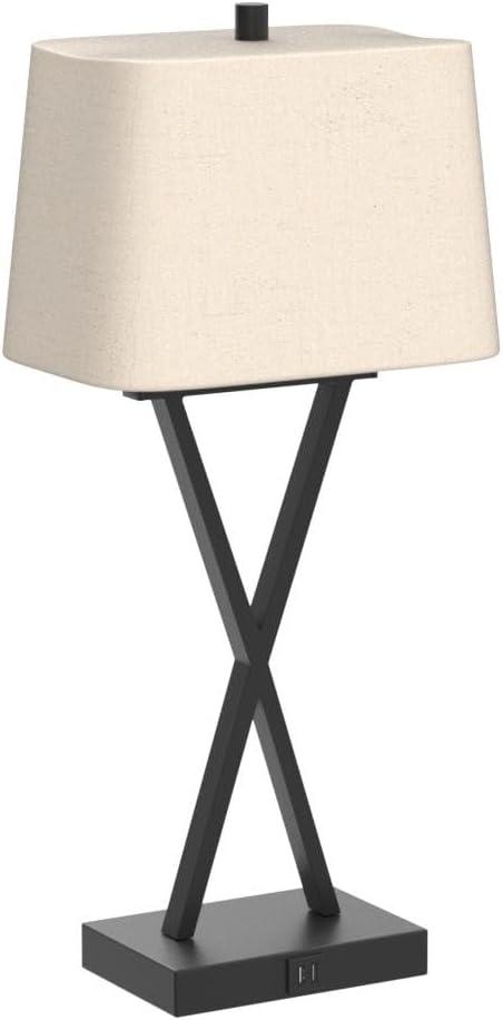 Set of 1 Touch Control 3-Way Dimmable Table Lamp Modern Nightstand Lamp with 2 USB Port Bedside Desk Lamp with Fabric Shade for Living Room Bedroom Hotel, Cream, Bulbs Included 