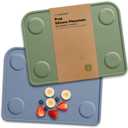 KeaBabies 2pk Silicone Placemats for Toddlers, Kids - 12x9 Non Slip Suction Baby Silicone Placemat for Restaurants, Dining Table,Travel, Easy to Clean, Food Grade/BPA-Free,Small Baby Table Mat(Slate)