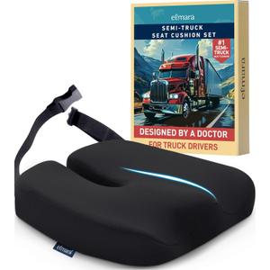 Elmara Doctor-Designed Semi-Truck Seat Cushion for Truck Driver  The Ultimate Comfort Solution for Long-Haul Drivers  Trucker Seat Cushion  Semi Truck Accessories (Black)