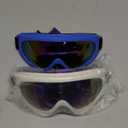 COOLOO Ski Goggles, 2 Pack Snow Goggles Snowboard Goggles for Men Women Kids - UV Protection Foam Anti-Scratch Dustproof (One Size, 04.white/Blue)