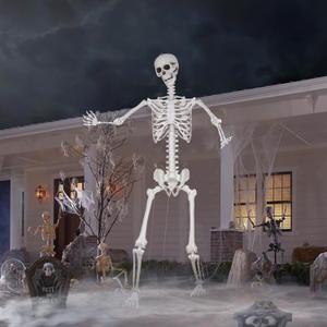 7.9ft Halloween Giant Skeleton, Tall Outdoor Skeleton with Full Body Posable Joints, Scary Plastic Large Skeleton for Halloween Haunted House Spooky Scene Decorations, 1p 7.9ft