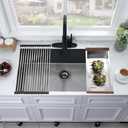 27 Inch Black Undermount Sink -Bokaiya 27x19 Undermount Kitchen Sink Deep Single Bowl Stainless Steel Black Kitchen Sink with Colander
