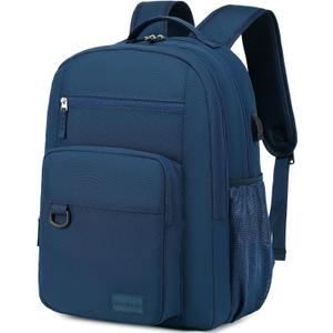 ecodudo Multi Pockets College Backpack for School Men and Women Water Resistent Bookbag Travel Laptop Daypack (Blue), EBDU2301