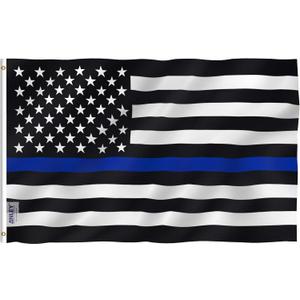Anley Fly Breeze 4x6 Foot Thin Blue Line US National Flag - Vivid Color and Fade proof - Canvas Header and Double Stitched - Honoring Law Enforcement Officers Flags Polyester with Brass Grommets