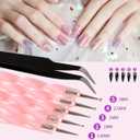 Nail Art Kit Nail Design Tools Kit Nail Art Brushes Set with Nail Stickers Nail Gems Almond Tips Nail Long Coffin False Nail Tips Nail Charms Dotting Tools Chrome Powder Nail Supplies Gifts for Girls