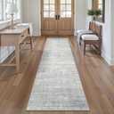 Valenrug Washable Rugs 2x8 - Stain Resistant 2x8 Area Rugs for Living Room, Non Slip Backing Large Area Rugs for Bedroom, Folable Machine Washable Area Rug (2'x8', Grey)