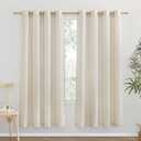 NICETOWN Linen Flax Semi Sheer Curtains 72" Length, Grommet Window Treatments Privacy Added with Light Penetration Vertical Drapes for Loft/Home Office, Natural, W55 x L72, 2 Panels