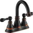 Bathroom Faucets, Centerset Lavatory Sink Faucet with 2 Handle, 3 Hole, Overflow Pop Up Drain & 4 Inch 360 Swivel Spout, F-4501-NB (Oil Rubbed Bronze)