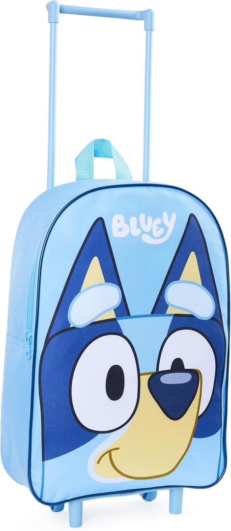 Bluey Kids Rolling Suitcase, 16x13x4 inches, Luggage for Girls and Boys, Travel Bag with Extendable Handle and Wheels, Gifts for Kids
