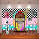 XLL Rock Roll Party Back to 50's Sock Hop Photography Background Back to 1950s Soda Shop Photo Backdrops 50s Retro Diner Time Rock Roll Classic Party Decoration Banner 7x5ft