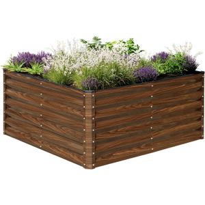SnugNiture Galvanized Raised Garden Bed 4x4x2FT Outdoor Large Metal Planter Box Steel Kit for Planting Vegetables, Flowers