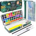 Artecho Watercolor Paint Set 50 Colors, Travel Watercolor Set with Watercolor Papers and Brushes, Ideal for Amateur Hobbyists, Painting Lovers and Artists