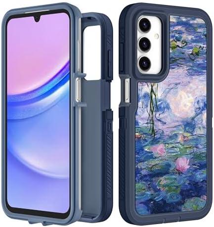 Plakill for Samsung Galaxy A15 5G Phone Case - Women Girls Cute Cover Girly Aesthetic Kawaii Unique Design Teens Purple Flowers Heavy Duty Shockproof Protective Case for Galaxy A15 5G 6.5 Inch