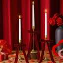 Amyhill 3 Sets Valentines Day Bow Candle Stick Holders with LED Candle and Velvet Red Bows Metal Gold Valentines Taper Holders Modern Decorative Centerpiece for Table Mantel Wedding Gift