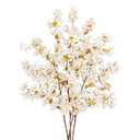 unlemoni 4 Pieces White Cherry Blossom Branches, 39.3" Silk Faux Cherry Blossom Flowers Stems Flower Arrangements for DIY Home Wedding Tall Vase Party Cheery Blossom Tree Decor