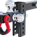 Ayleid Trailer Hitch Tri-Ball Mount with Hook&Pin&Rotatable Tow Shackle,Fits 2-in Receiver with 1-7/8-in,2-in,2-5/16-in Hitch Ball , Adjustable with Shackle