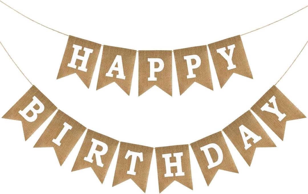 Anwyll Happy Birthday Banner - NO DIY Burlap Happy Birthday Banner Sign Happy Birthdays Party Decoration Happy Birthdays Banners Bunting for Women Men Girl Boy Celebration Party Backdrops (Brown)