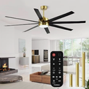 Modern Ceiling Fans with Lights, 72 Inch Ceiling Fan with Light and Remote, Bedroom Living Room Library Cafe Outdoor/Industrial,24W 6CCT Dimmable, 8 Blades 6 Speed Reversible Quiet DC Motor, Black