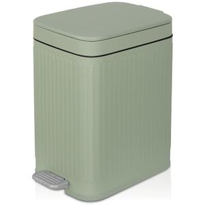 rejomiik Small Bathroom Trash Can with Lid Slim Soft Close Garbage Can Step Wastebasket Container Trash Bin for Office Bedroom Kitchen Living Room (1.9 Gallon Light Green)