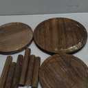 3-Pack Wood Plant Stands Indoor, Single Plant Stand for 6-12 Inch Pots, Mid-Century Modern Plant Stool, Tall Plant Stand for Large Plants for Living Room, Balcony, Office (Dark Gray)