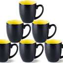 GBhome 16oz Coffee Mugs Set of 6, Large Ceramic Coffee Mugs for Man, Woman, Dad, Mom, Modern Coffee Mugs Set with handle for Tea/Latte/Cappuccino/Milk/Cocoa. Dishwasher & Microwave Safe, Yellow