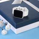 2 x GEAK Compatible with Apple Watch Case 44mm Series 4 Series 5 with Screen Protector, White Bumper All-Around Silver Edge Protective Case for iWatch SE Series 6 5 4 44mm White/Silver