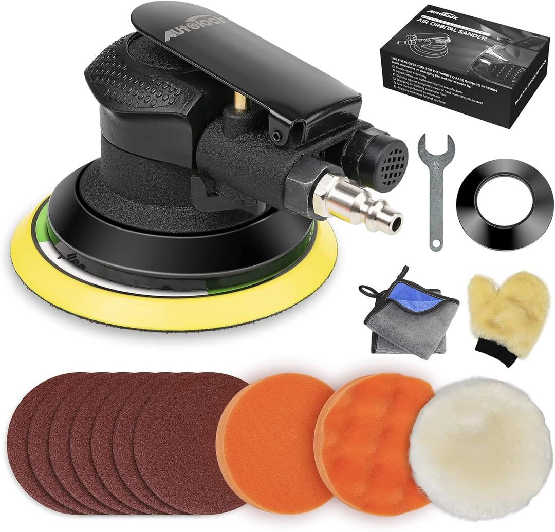 Autolock 5 Inche Air Random Orbital Sander, Pneumatic Palm Car Sander For Wood Polisher Metal, Auto Body Work, Da Sanders, Dual-action Sander